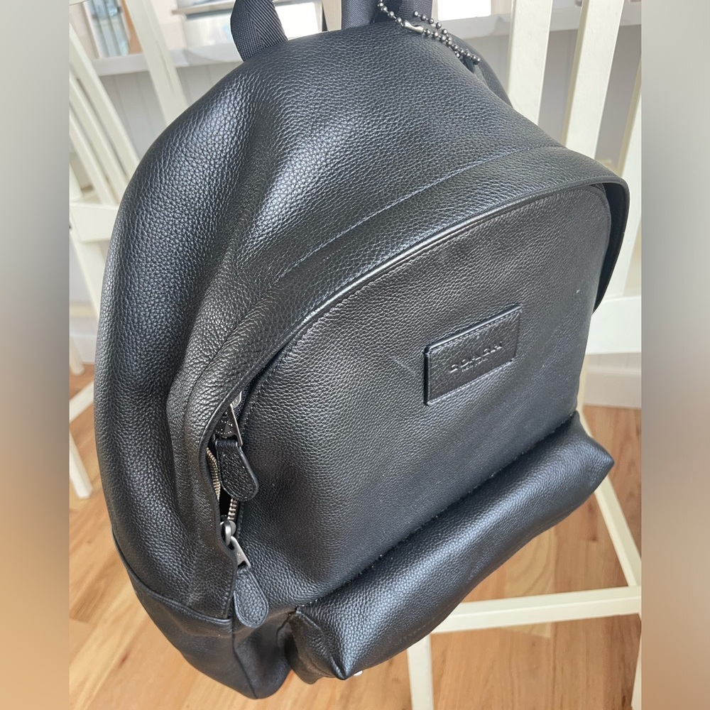 Coach black genuine leather campus backpack rucksack